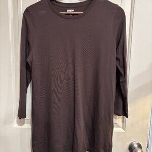 Women's LANDS' END TUNIC TOP Small Tall BROWN Carefree Cotton!